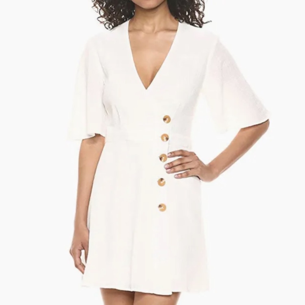 White Button-Down Dress - Picture 2 of 3